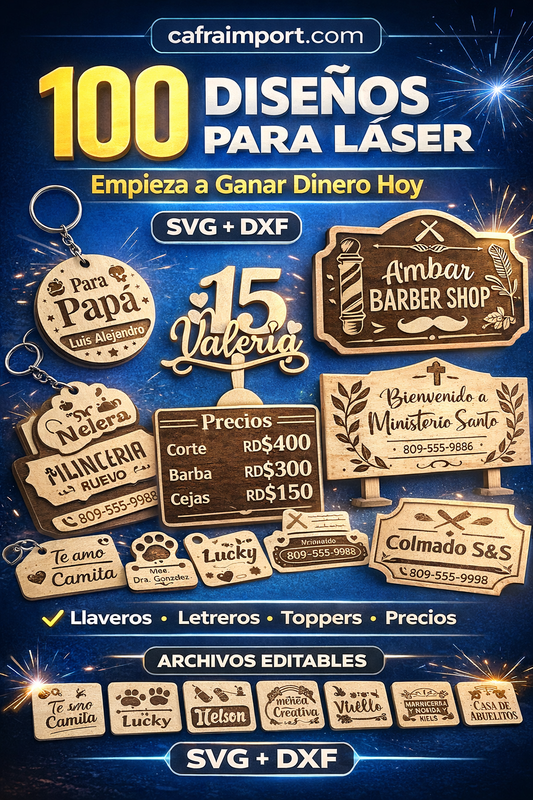 100 Diseños para Láser – Empieza a Ganar Dinero Hoy (SVG + DXF)